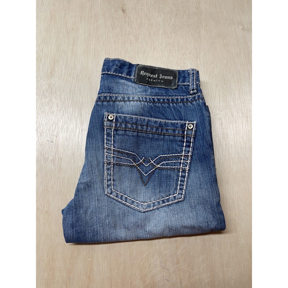 Request premium‎ Jeans Women's Straight Leg Blue Denim size 14 Approx 28x27